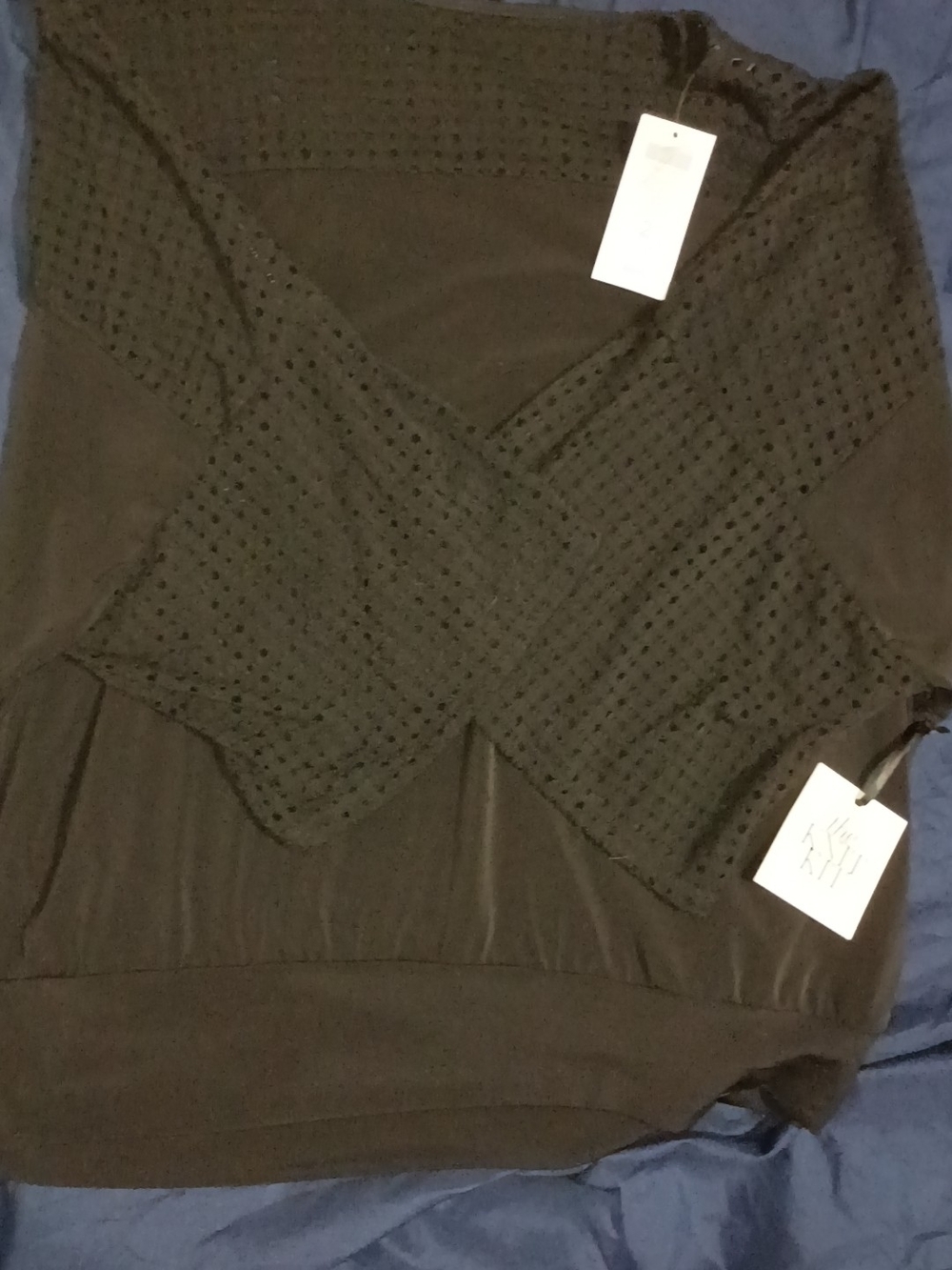 Chico's Black Openwork V-Neck Knit Top